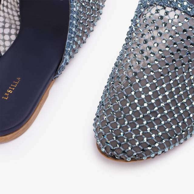 Le Silla Sabot gioiello rete denim blu con Cristalli In Saldo