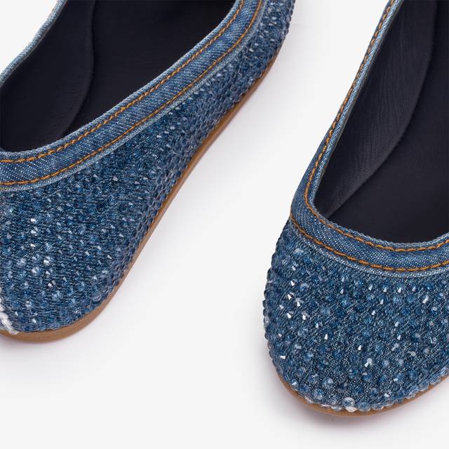Le Silla Ballerina gioiello denim blu con Cristalli Nuova