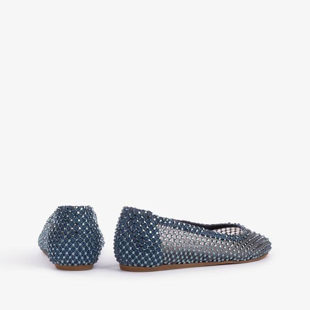 Le Silla Ballerina gioiello rete denim blu con Cristalli Sconto di tempo limitato