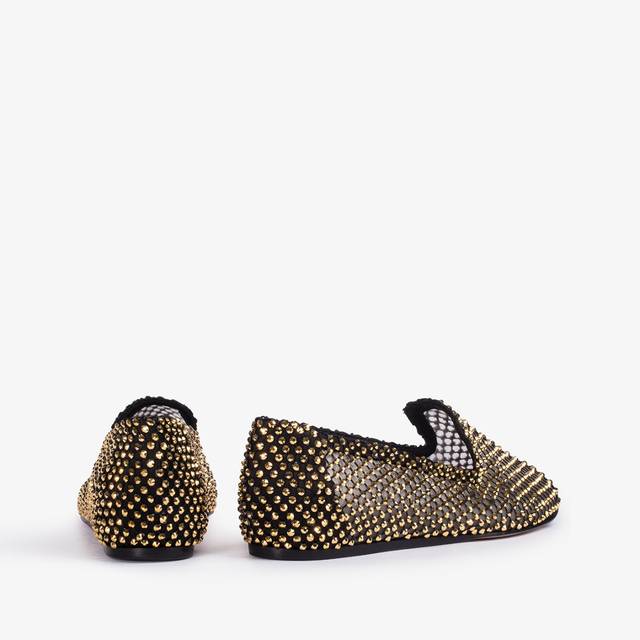 Le Silla Slipper gioiello rete nera e Cristalli oro Negozio online di fabbrica