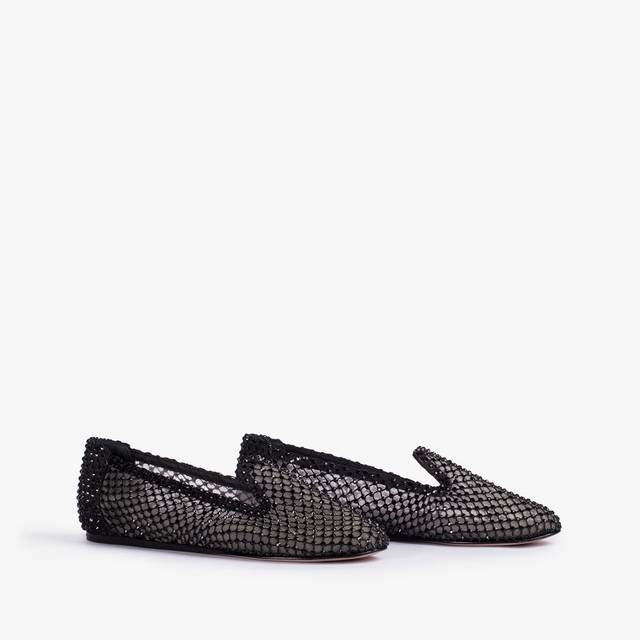 Le Silla Slipper gioiello rete nera e Cristalli neri Prezzo di fabbrica