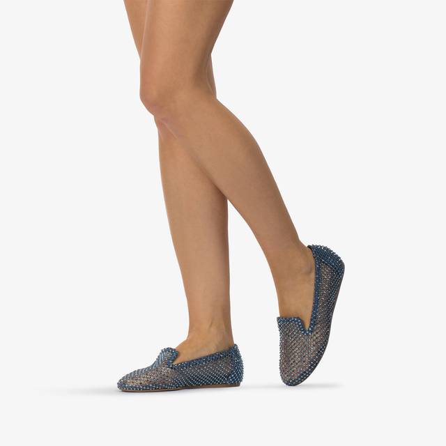Le Silla Slipper gioiello rete blu denim e Cristalli Offerta speciale