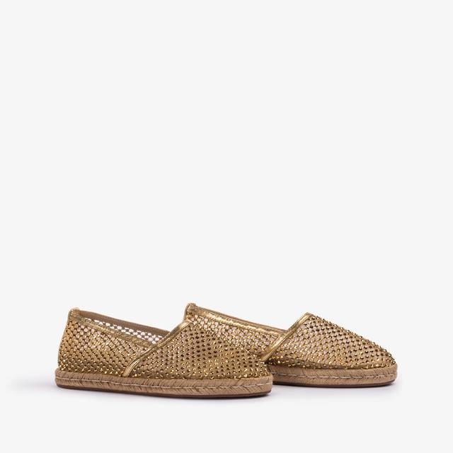Le Silla Espadrilla gioiello rete oro con Cristalli Comprare a buon mercato
