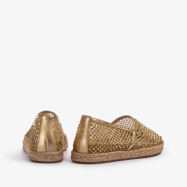 Le Silla Espadrilla gioiello rete oro con Cristalli Comprare a buon mercato