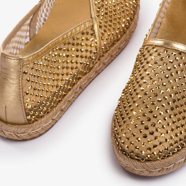 Le Silla Espadrilla gioiello rete oro con Cristalli Comprare a buon mercato