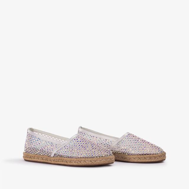 Le Silla Espadrilla gioiello rete bianca carta con Cristalli Grande vendita