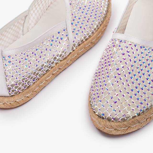 Le Silla Espadrilla gioiello rete bianca carta con Cristalli Grande vendita