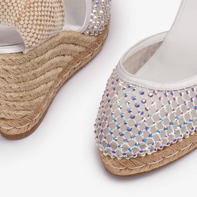 Le Silla Campesina gioiello con zeppa rete bianca carta con Cristalli Shopping online