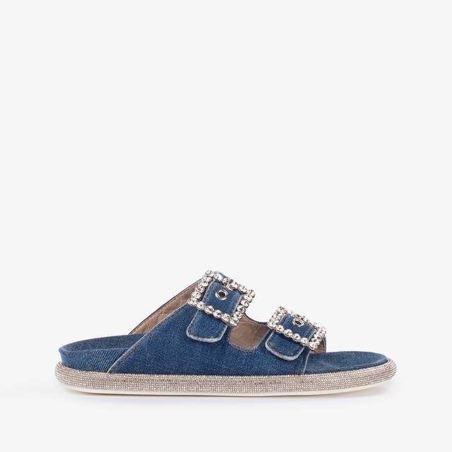 Le Silla Ciabatta denim blu con Cristalli Black Friday