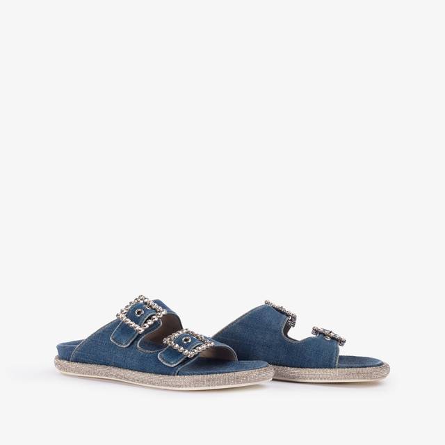 Le Silla Ciabatta denim blu con Cristalli Black Friday