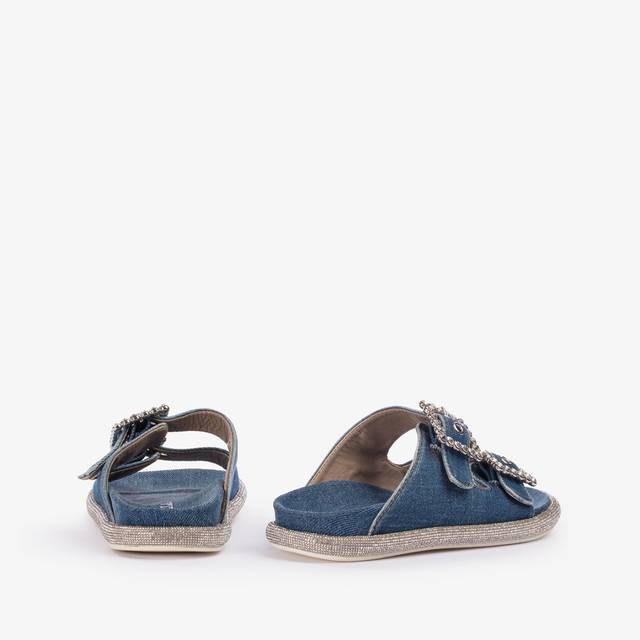 Le Silla Ciabatta denim blu con Cristalli Black Friday