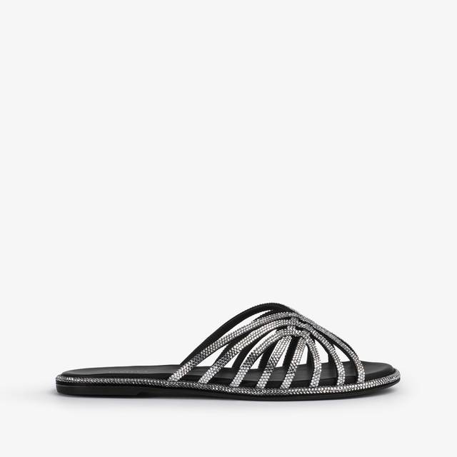 Le Silla Sandalo raso nero con Cristalli argento Cyber Monday