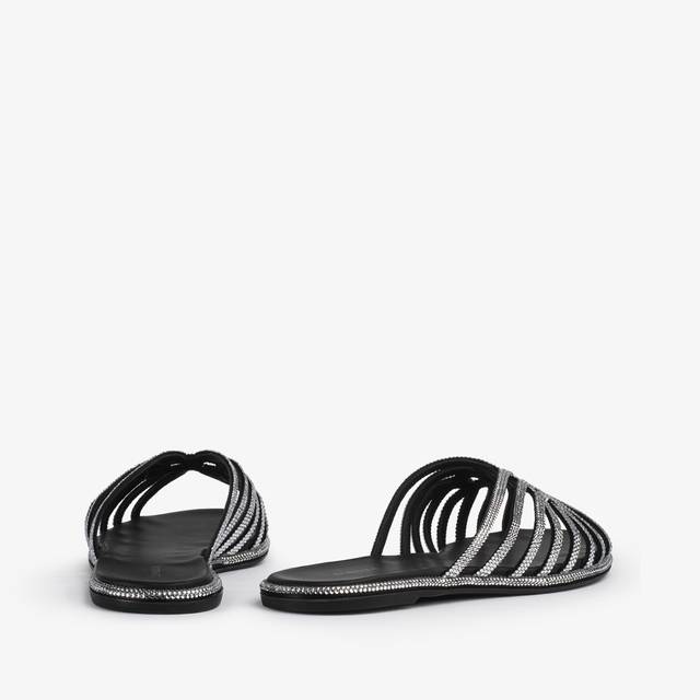 Le Silla Sandalo raso nero con Cristalli argento Cyber Monday