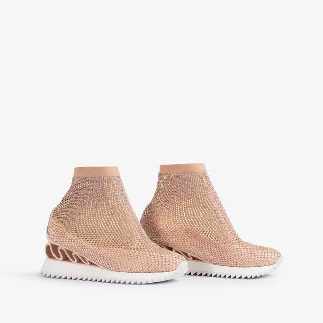 Le Silla Scarpa running rete e Cristalli nude skin Vendita calda