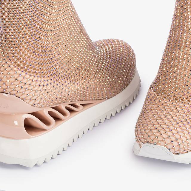 Le Silla Scarpa running rete e Cristalli nude skin Vendita calda