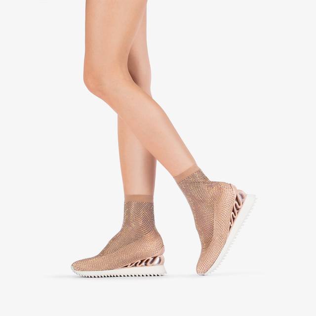 Le Silla Scarpa running rete e Cristalli nude skin Vendita calda
