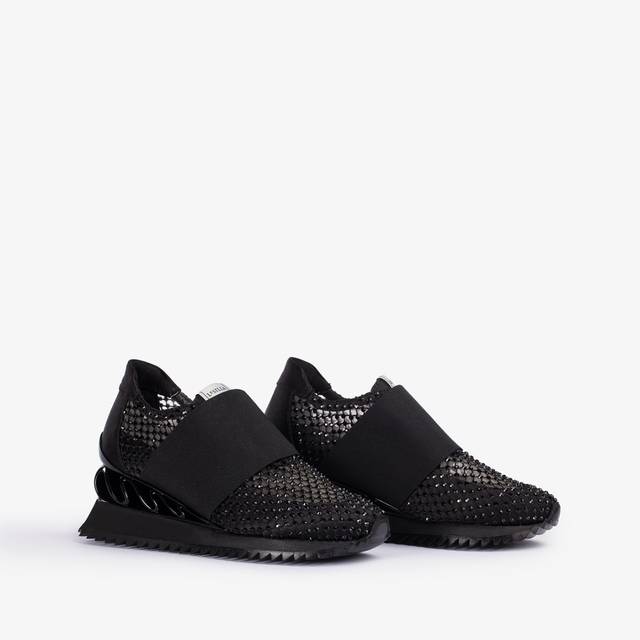 Le Silla Scarpa running raso, rete e Cristalli nero jet Online Outlet