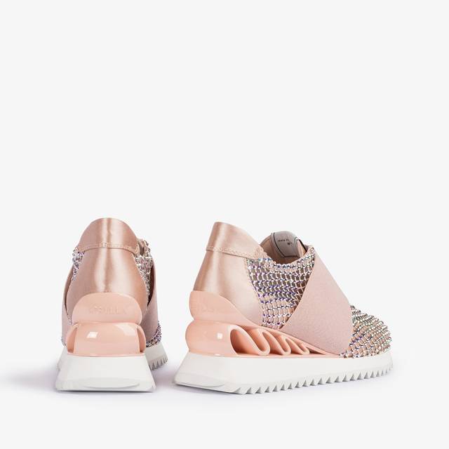 Le Silla Scarpa running raso, rete e Cristalli nude skin Offerta temporanea