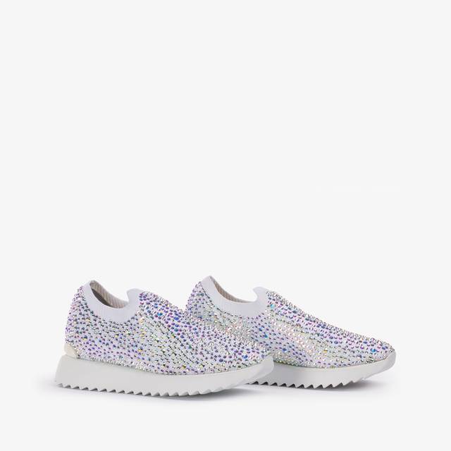 Le Silla Scarpa running tessuto stretch bianca carta e Cristalli Prezzo basso