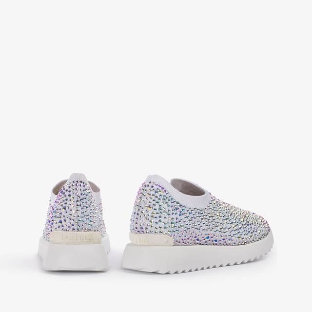 Le Silla Scarpa running tessuto stretch bianca carta e Cristalli Prezzo basso