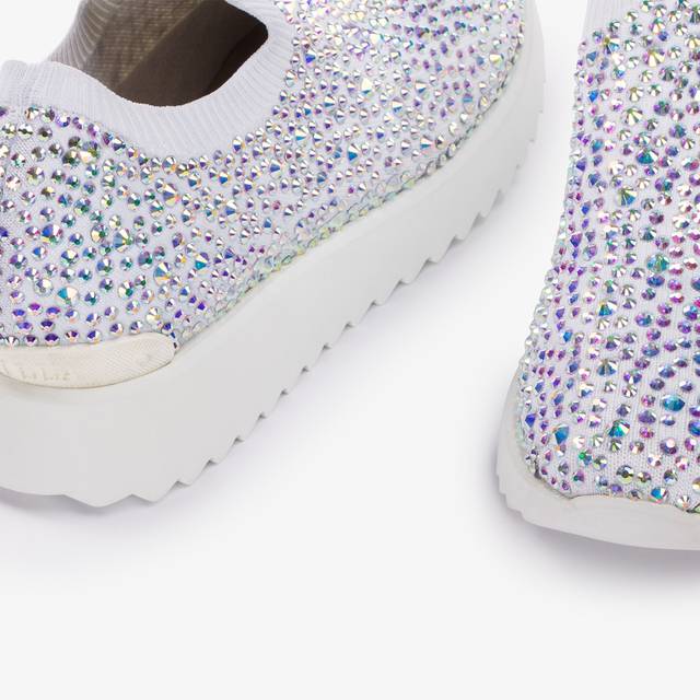 Le Silla Scarpa running tessuto stretch bianca carta e Cristalli Prezzo basso