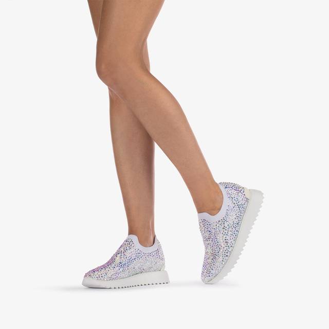 Le Silla Scarpa running tessuto stretch bianca carta e Cristalli Prezzo basso