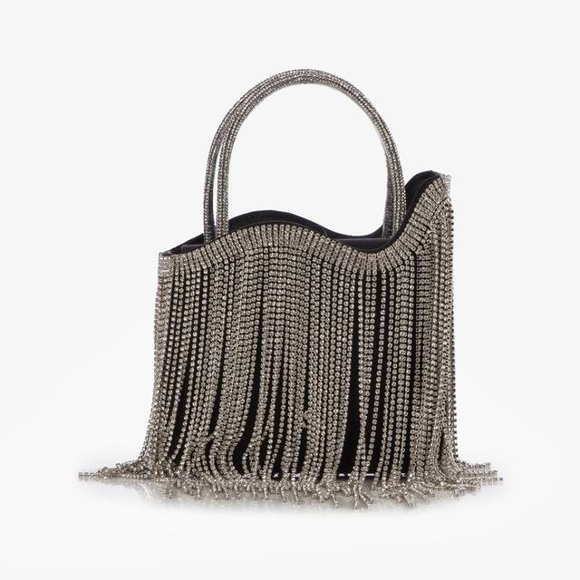 Le Silla Mini bag raso nero con frange argento Ultimo giorno