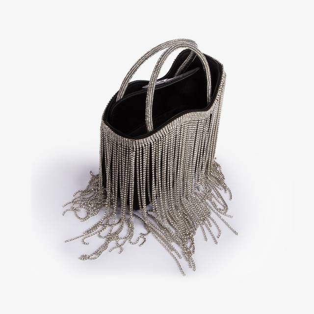 Le Silla Mini bag raso nero con frange argento Ultimo giorno