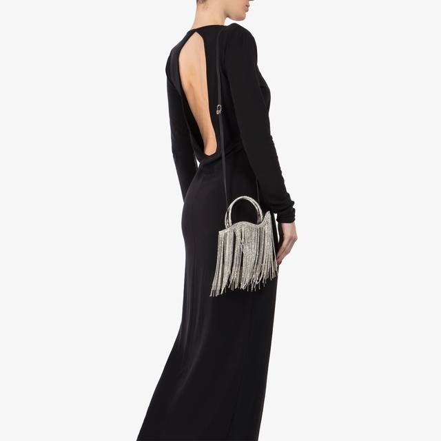 Le Silla Mini bag raso nero con frange argento Ultimo giorno