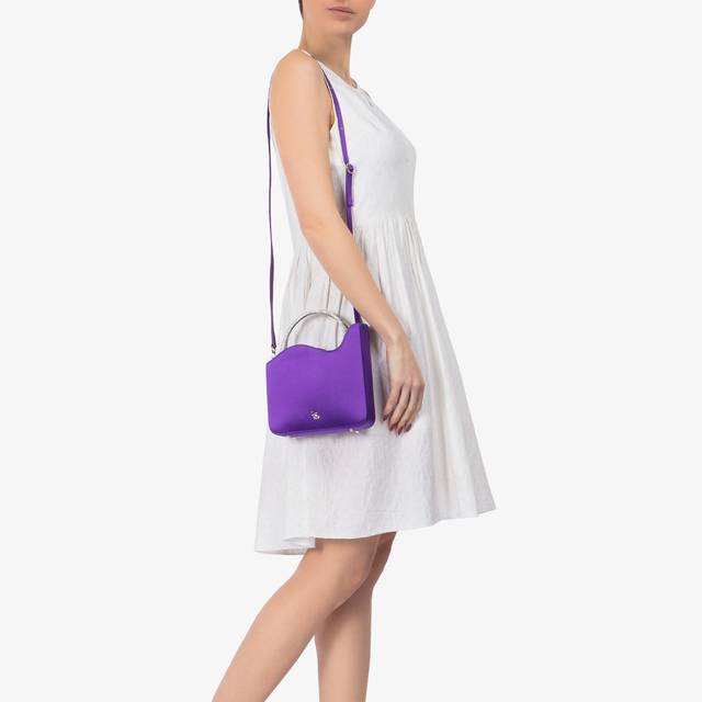 Le Silla Small bag raso viola kamala e Cristalli Fino al 50% di sconto