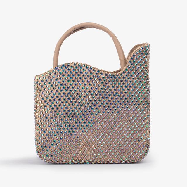 Le Silla Small bag raso oro con Cristalli iridescenti Fino al 65% di sconto