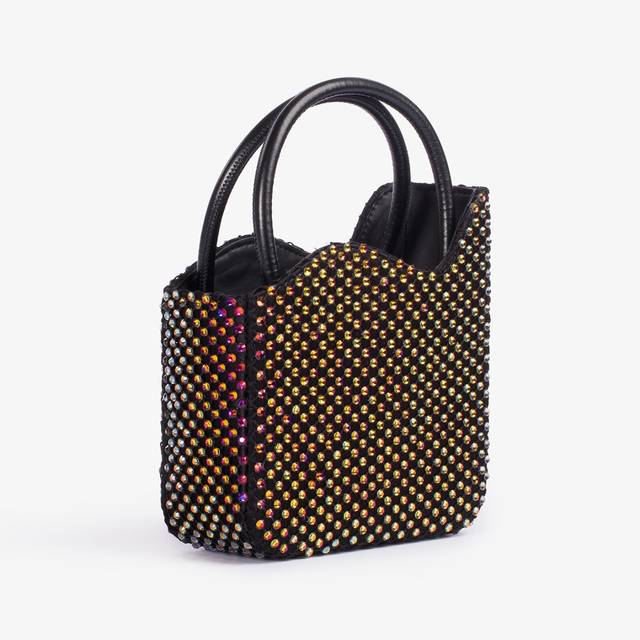 Le Silla Mini bag raso nero e Cristalli iridescenti Only for today