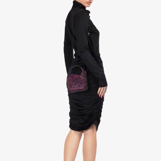 Le Silla Mini bag raso nero e Cristalli iridescenti Only for today