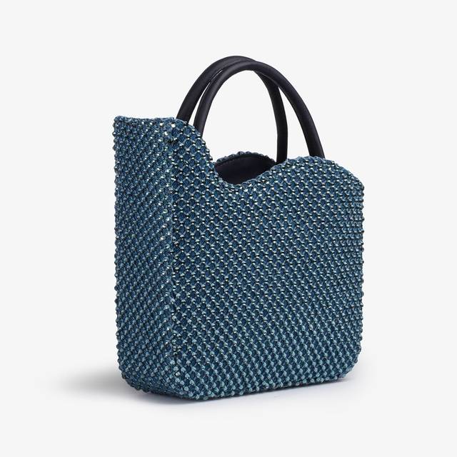 Le Silla Small bag raso blu denim con Cristalli Offerta speciale della fabbrica