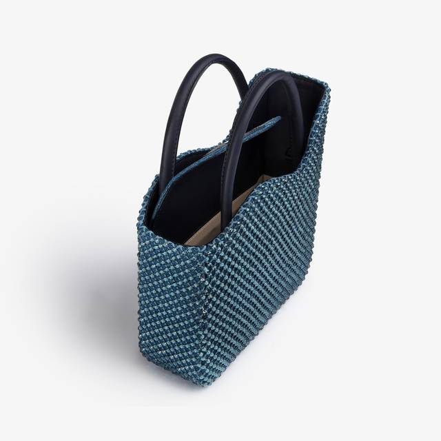 Le Silla Small bag raso blu denim con Cristalli Offerta speciale della fabbrica