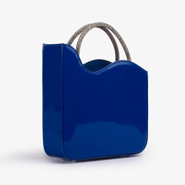 Le Silla Small bag vernice blu persia con Cristalli Sostegno trimestrale