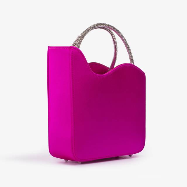 Le Silla Small bag raso fucsia bouganville e Cristalli Discount Store per i nuovi prodotti