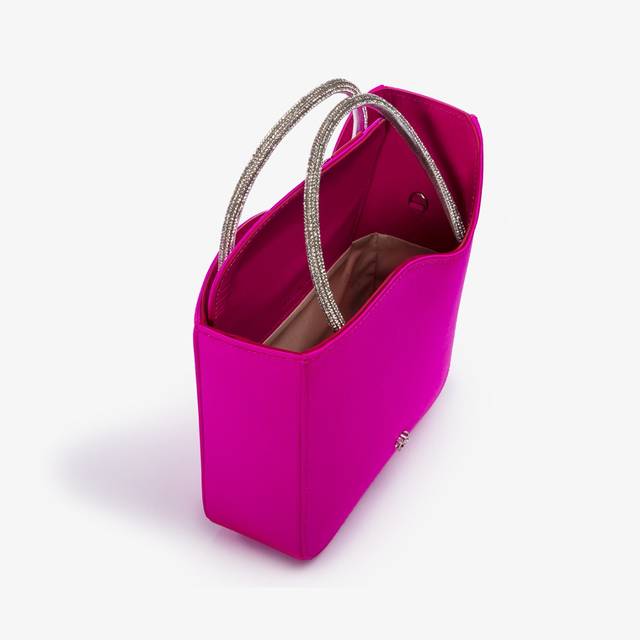 Le Silla Small bag raso fucsia bouganville e Cristalli Discount Store per i nuovi prodotti