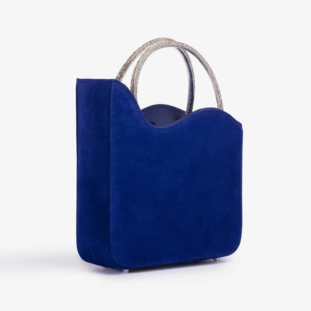 Le Silla Small bag camoscio blu lazuli e Cristalli Super sconto