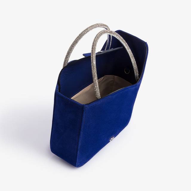 Le Silla Small bag camoscio blu lazuli e Cristalli Super sconto