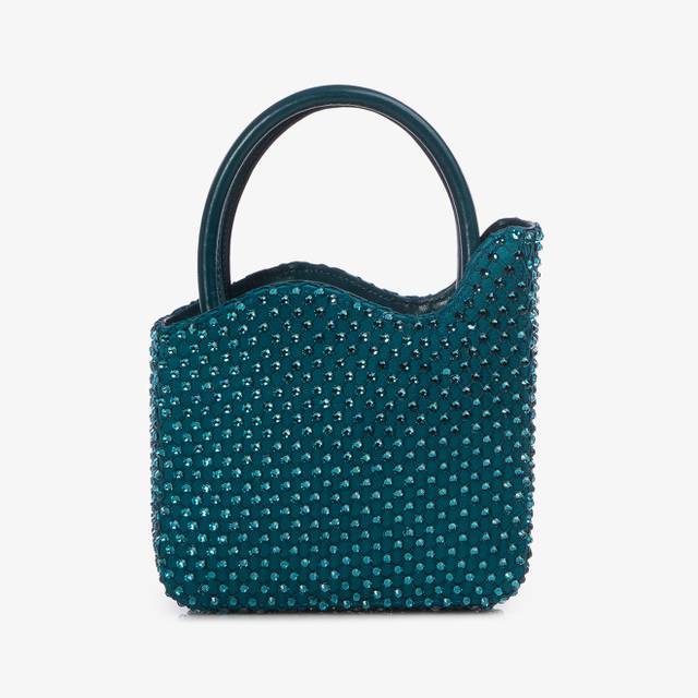 Le Silla Mini bag raso e Cristalli verde rasputin Enormi sconti