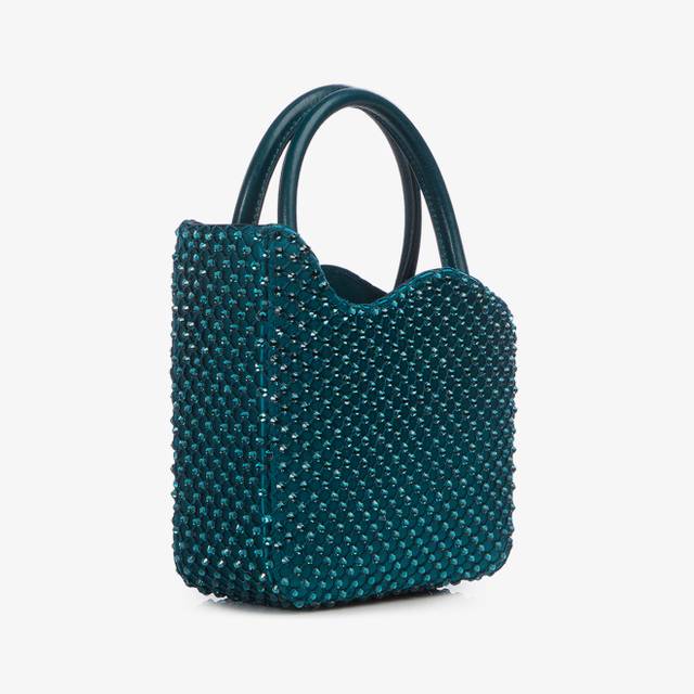 Le Silla Mini bag raso e Cristalli verde rasputin Enormi sconti