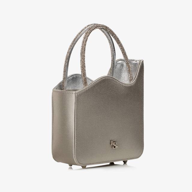 Le Silla Mini bag raso argento e Cristalli Esporta salva