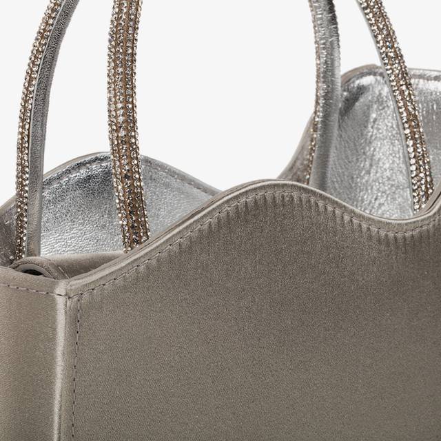 Le Silla Mini bag raso argento e Cristalli Esporta salva