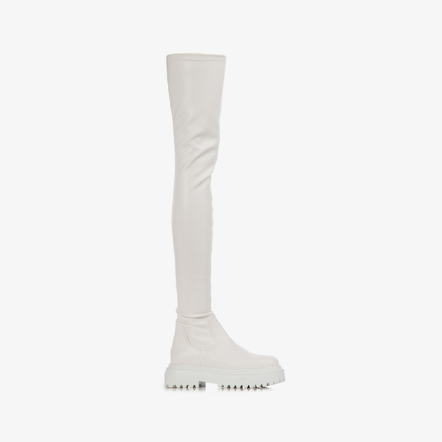 Le Silla Stivale sopra il ginocchio pelle vegan stretch bianco Duty-free
