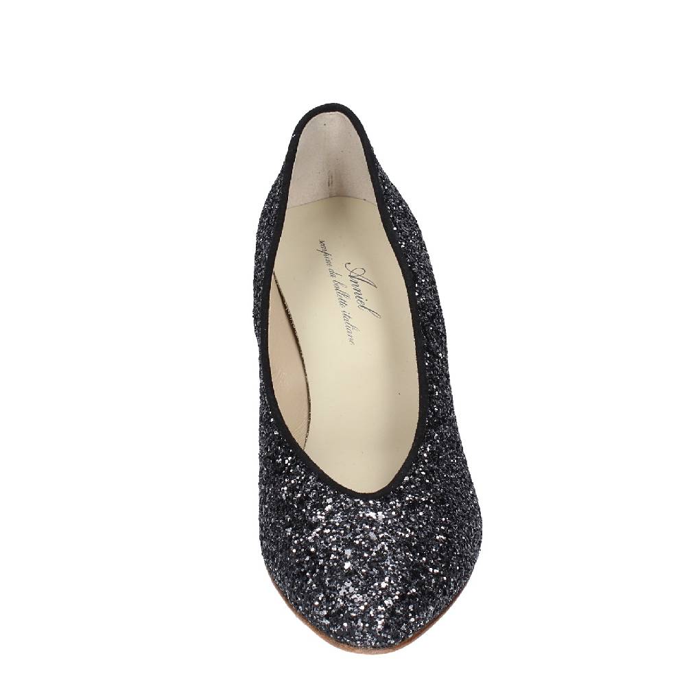 scarpe donna ANNIEL decollete nero glitter EX219 Vendita Calda