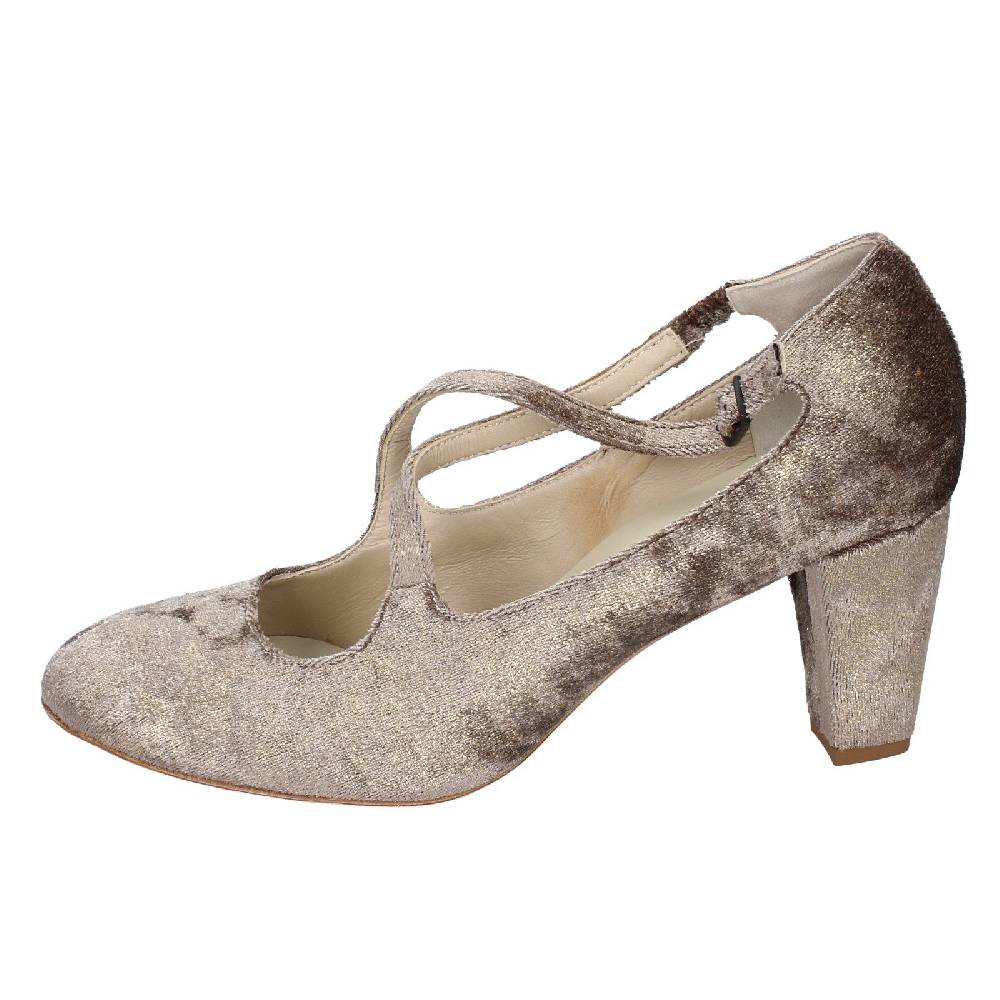 scarpe donna ANNIEL decollete beige velluto oro EX278 2025
