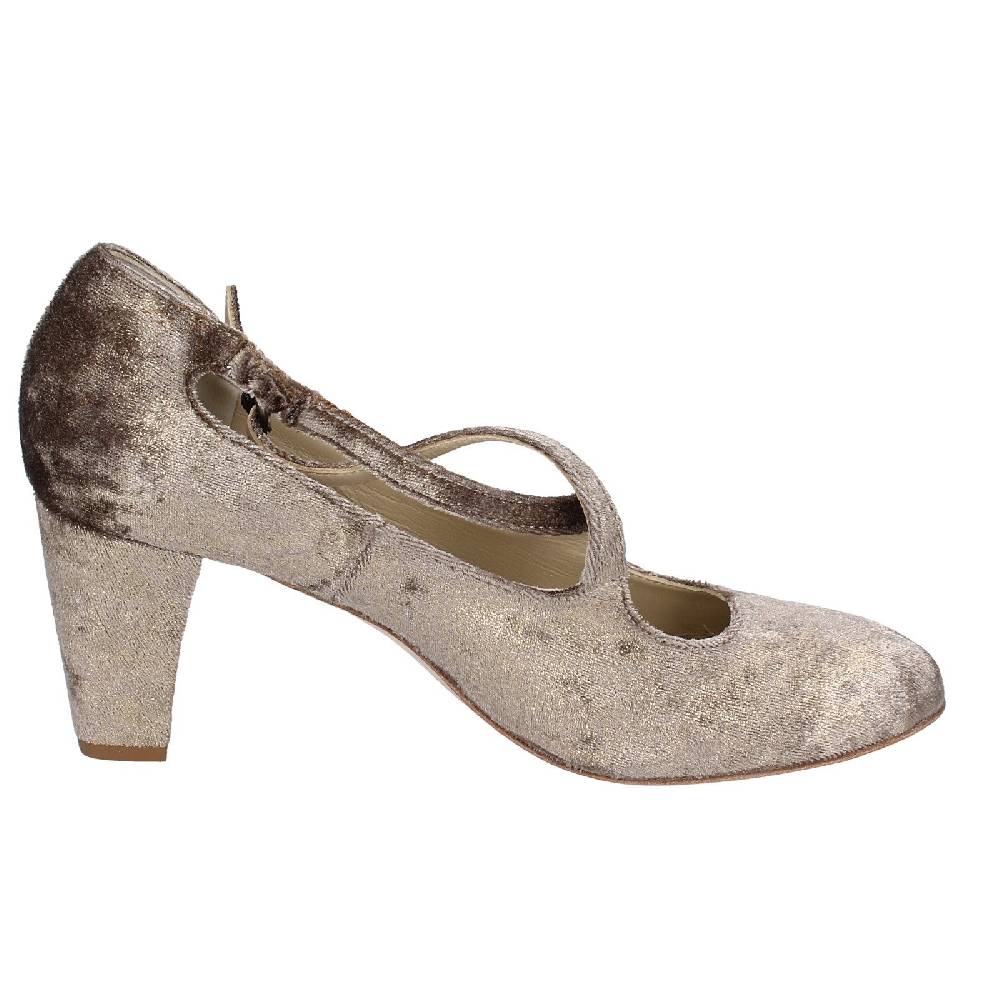 scarpe donna ANNIEL decollete beige velluto oro EX278 2025