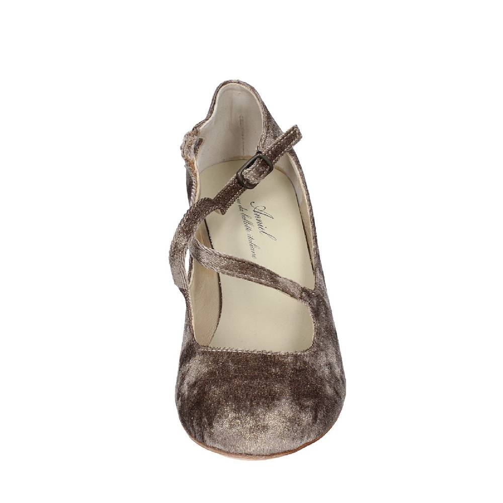 scarpe donna ANNIEL decollete beige velluto oro EX278 2025