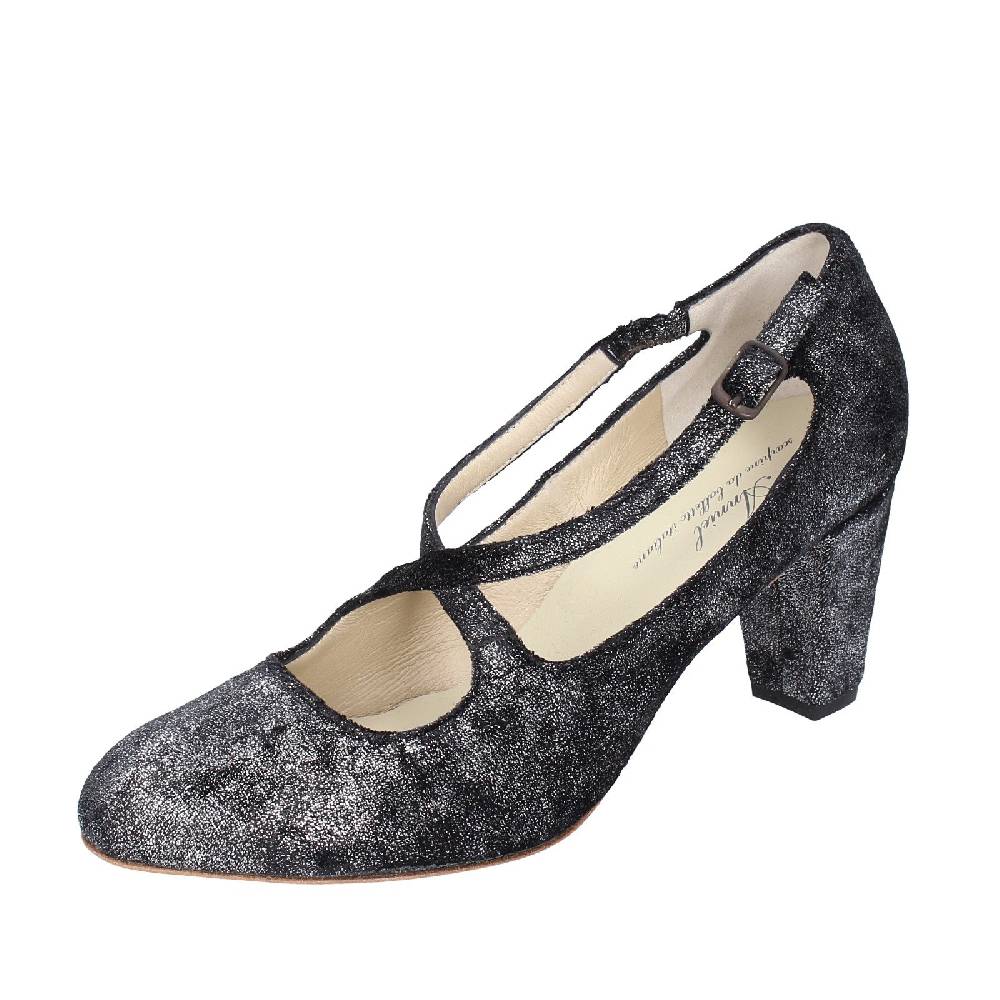 scarpe donna ANNIEL decollete nero tessuto argento EX272 2025